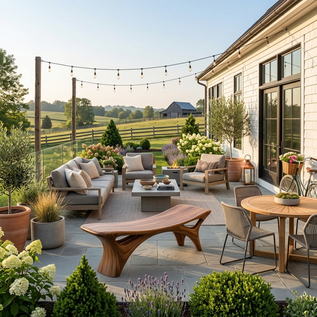 Contemporary Sculptural Outdoor Bench For Garden Or Terrace Lounge