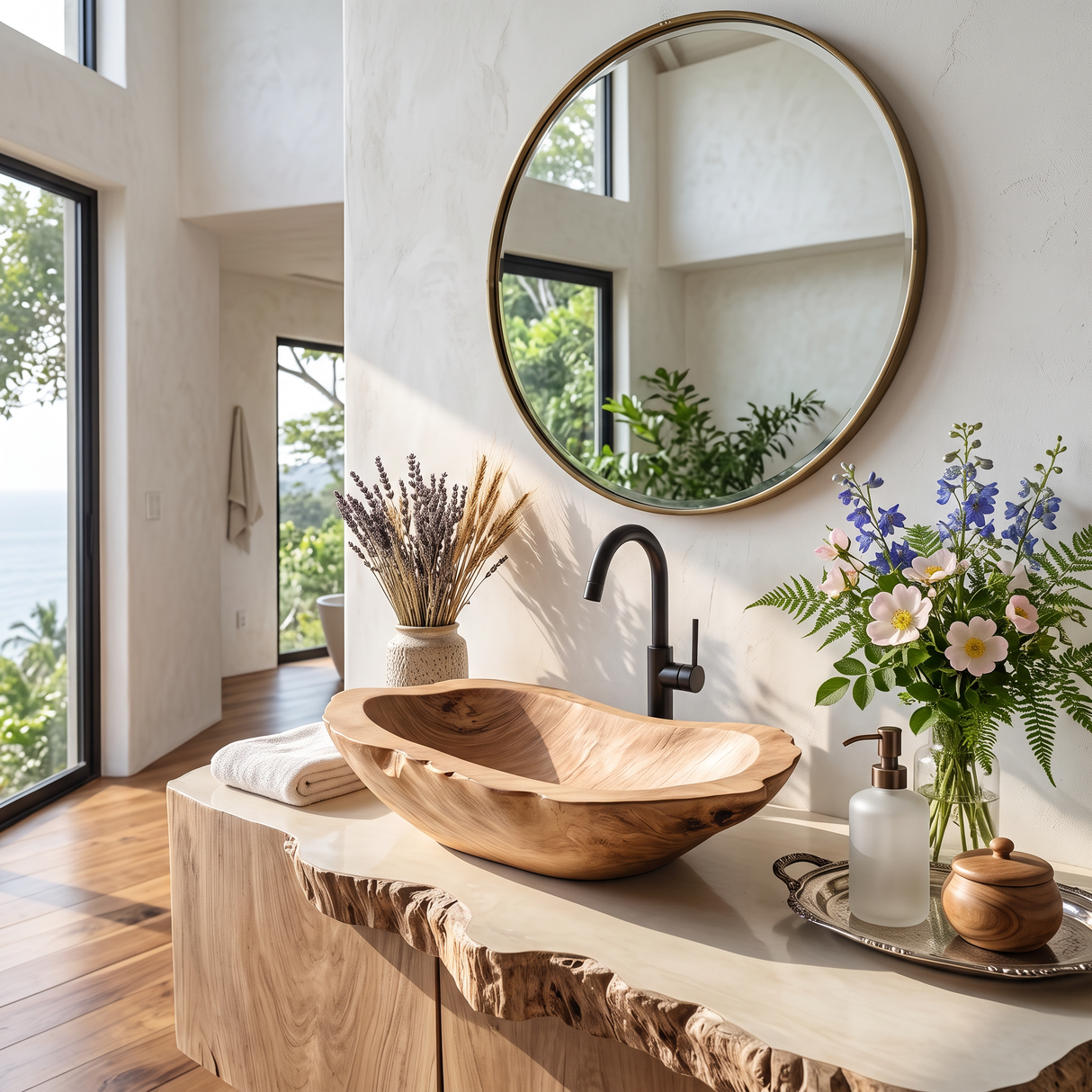Handcrafted Wooden Vessel Sink For Timeless Bathroom Style