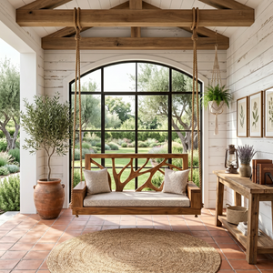 Scandinavian Branch Back Swing Sunroom Interior Lounge Space