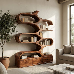 Contemporary Artistic Sculptural Bookshelf For Living Room