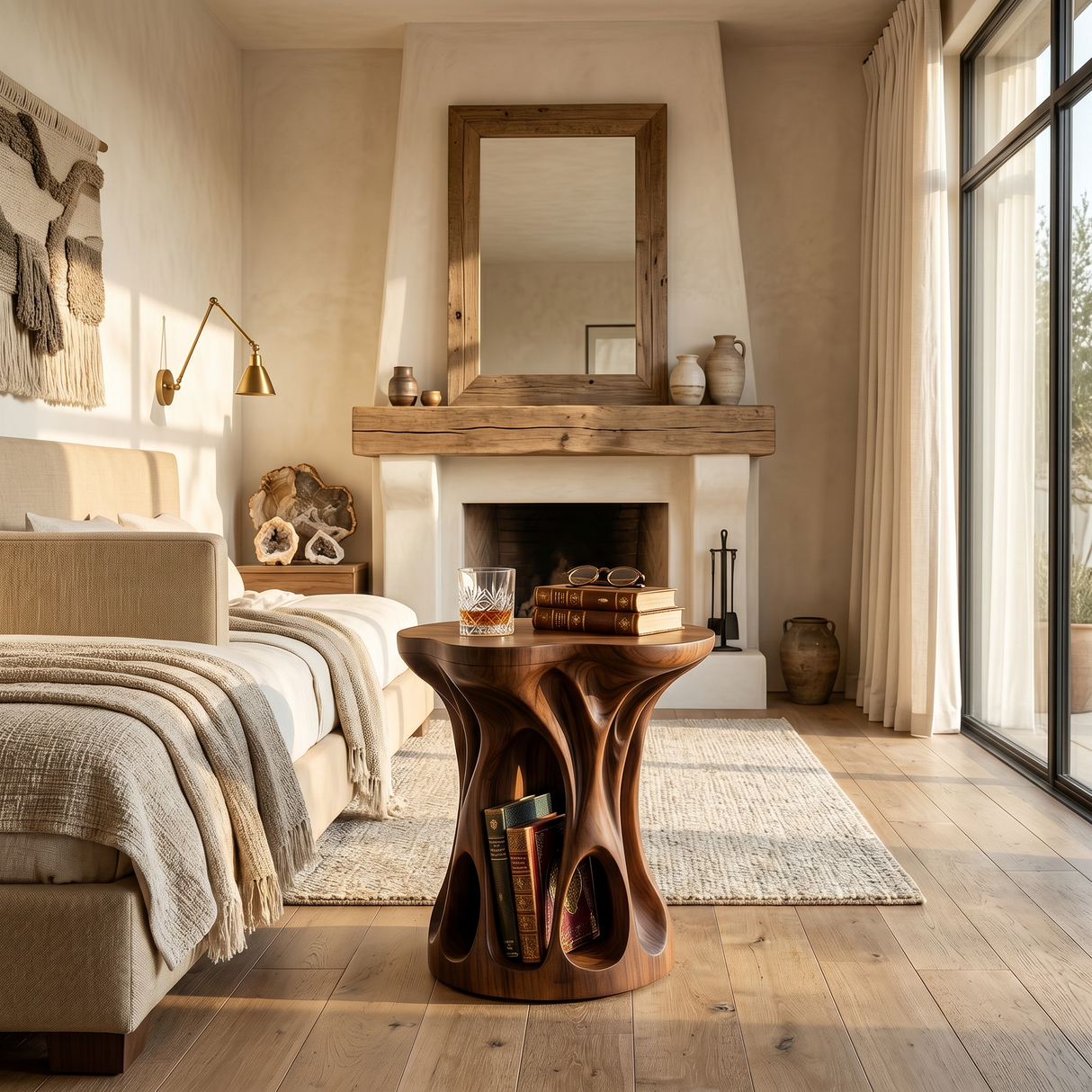 Mid Century Sculptural Accent Table For Living Room