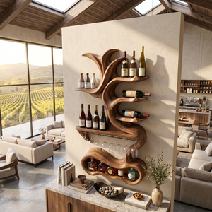 Organic Sculptural Bottle Organizer For Home Bar