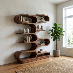 Organic Sculptural Bookcase For Designer Living Room