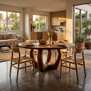 Elegant Wooden Round Dining Table For Dining Area