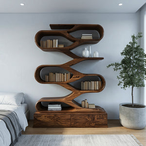 Modern Curved Display Bookshelf For Home Office