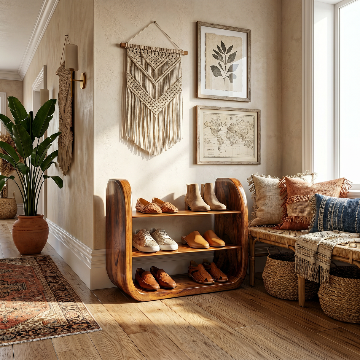 Japandi Vertical Shoe Storage Rack For Entryway Nook Placement
