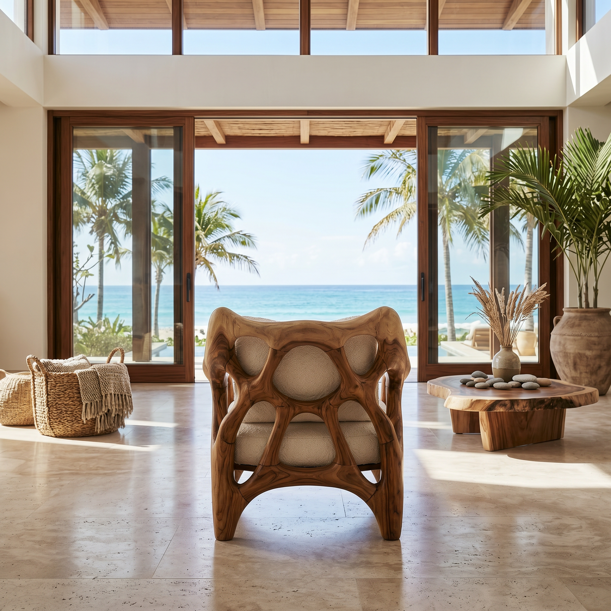 Modern Sculptural Lounge Chair for Sophisticated Wine Room Interiors
