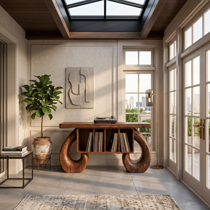 Sculptural Loop Record Player Console Contemporary Interior