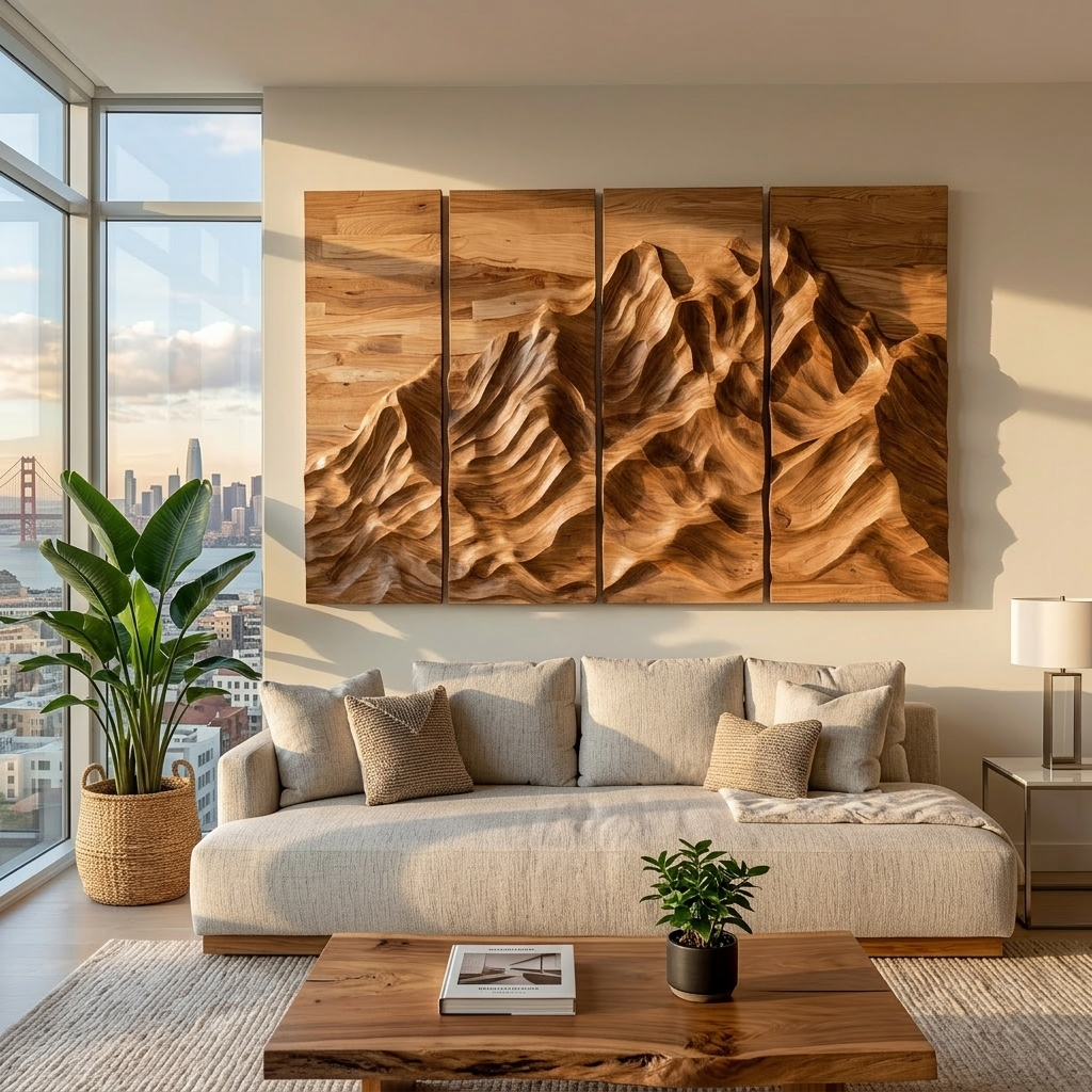 Minimalist Natural Wood Wall Art Set For Home Decor