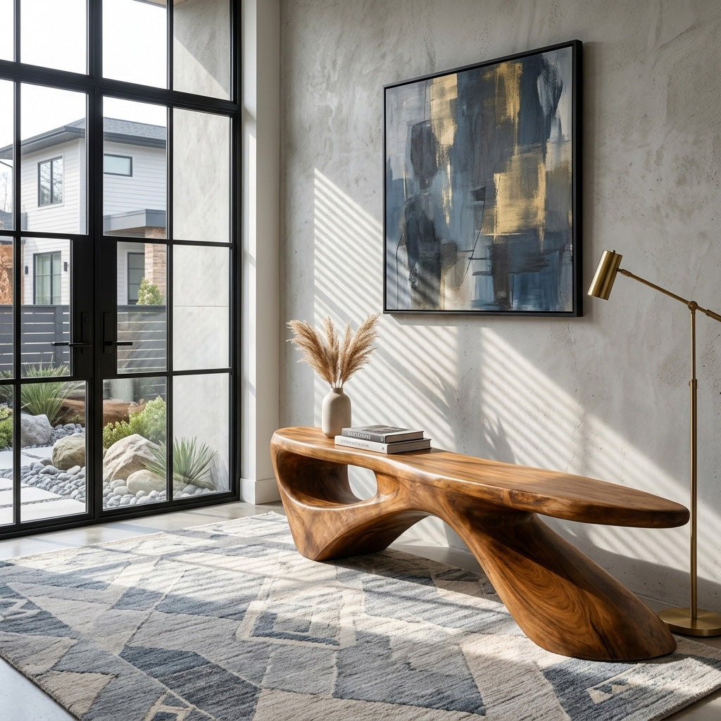 Sculptural Organic Bench For Entryway Or Living Room