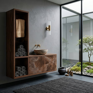 Organic Bathroom Vanity With L-shaped For Master Bathroom