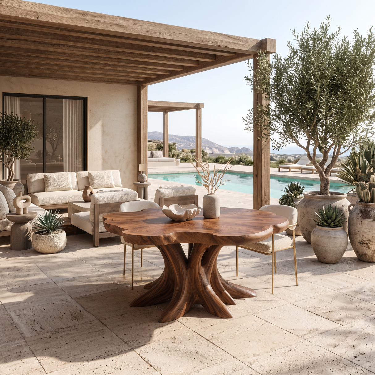 Scandinavian Wooden Dining Table For Open Concept Dining Room
