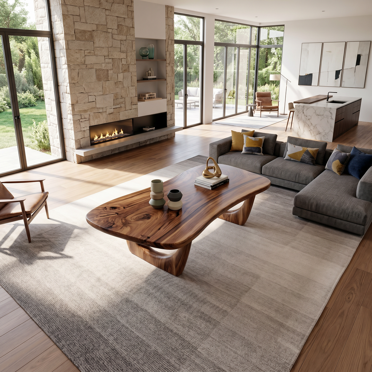 Rustic Solid Wood Coffee Table For Living Room Decor Ideas