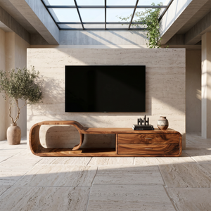 Sculptural Wooden TV Cabinet Organic Modern Design