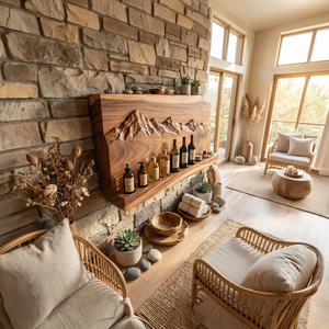 Rustic Mountain Inspired Wine Holder For Living Room Wall