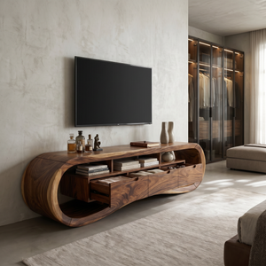 Modern Sculptural TV Stand For Luxury Minimalist Living Room