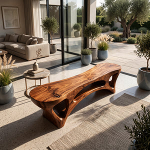Minimalist Natural Wood Outdoor Bench For Patio Seating