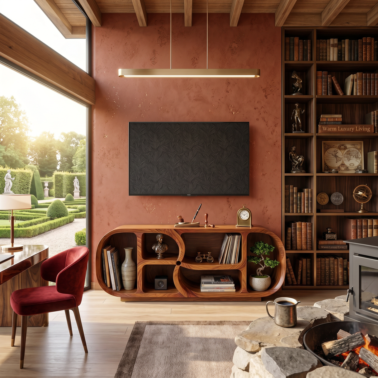 Modern Curved TV Stand For Open Living Interior