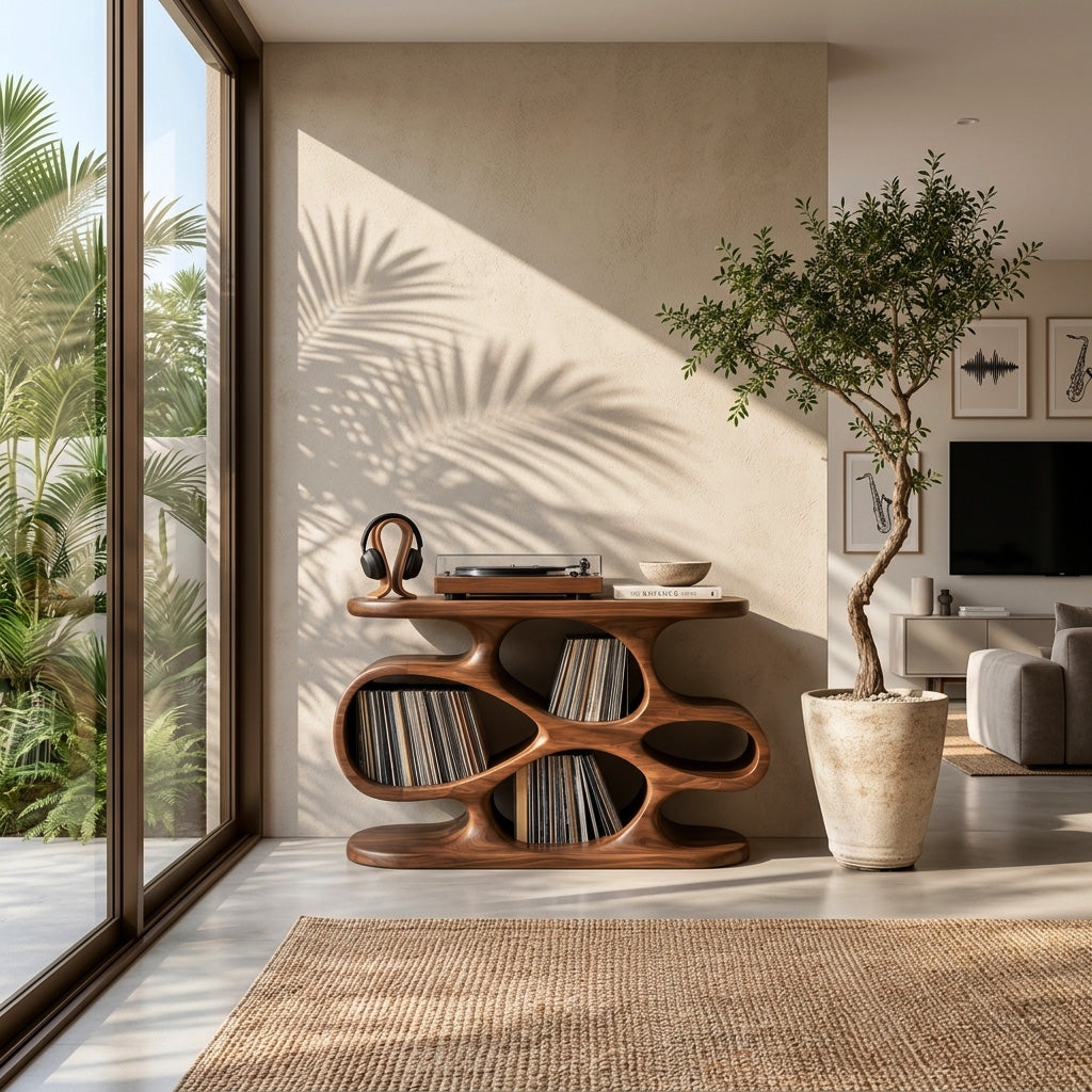 Contemporary Wooden Record Player Cabinet For Music Room