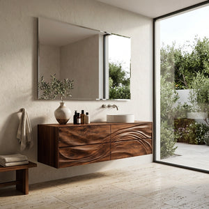 Modern Wave Carved Bathroom Vanity For Designer Bathroom