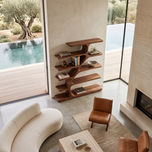 Organic Modern Bookshelf With Flowing Curves For Home Decor