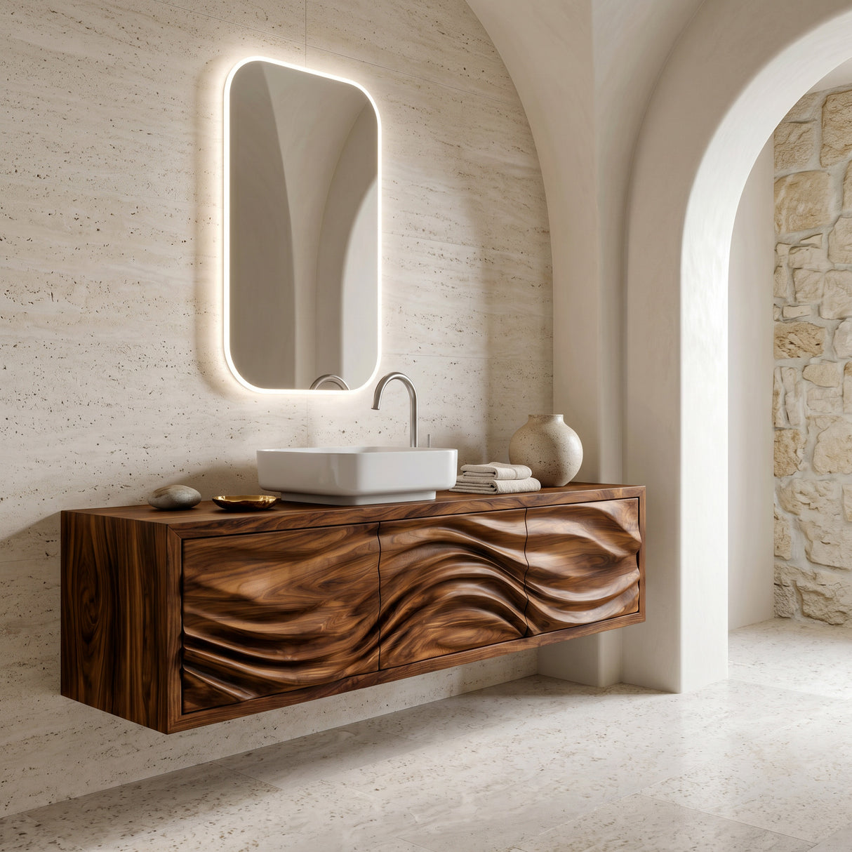 Contemporary Sculpture Floating Bathroom Vanity For Luxury Bathroom