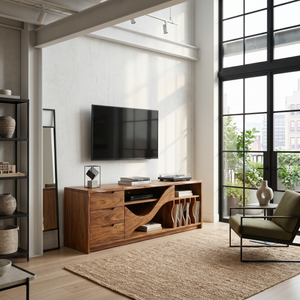 Industrial Wooden TV Cabinet Contemporary Loft Living