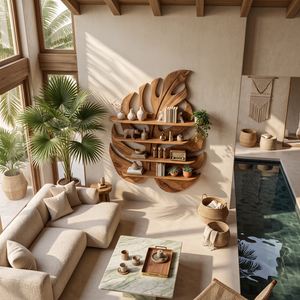 Contemporary Wooden Leaf Shape Shelf For Modern Home