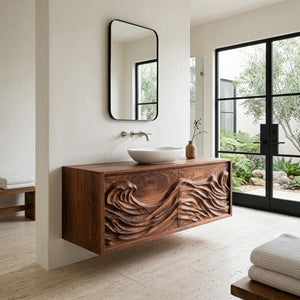 Luxury Ocean Wave Floating Bathroom Vanity For Modern Bathroom