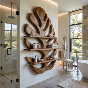 Wood Monstera Leaf Bookshelf For Modern Minimalist Home