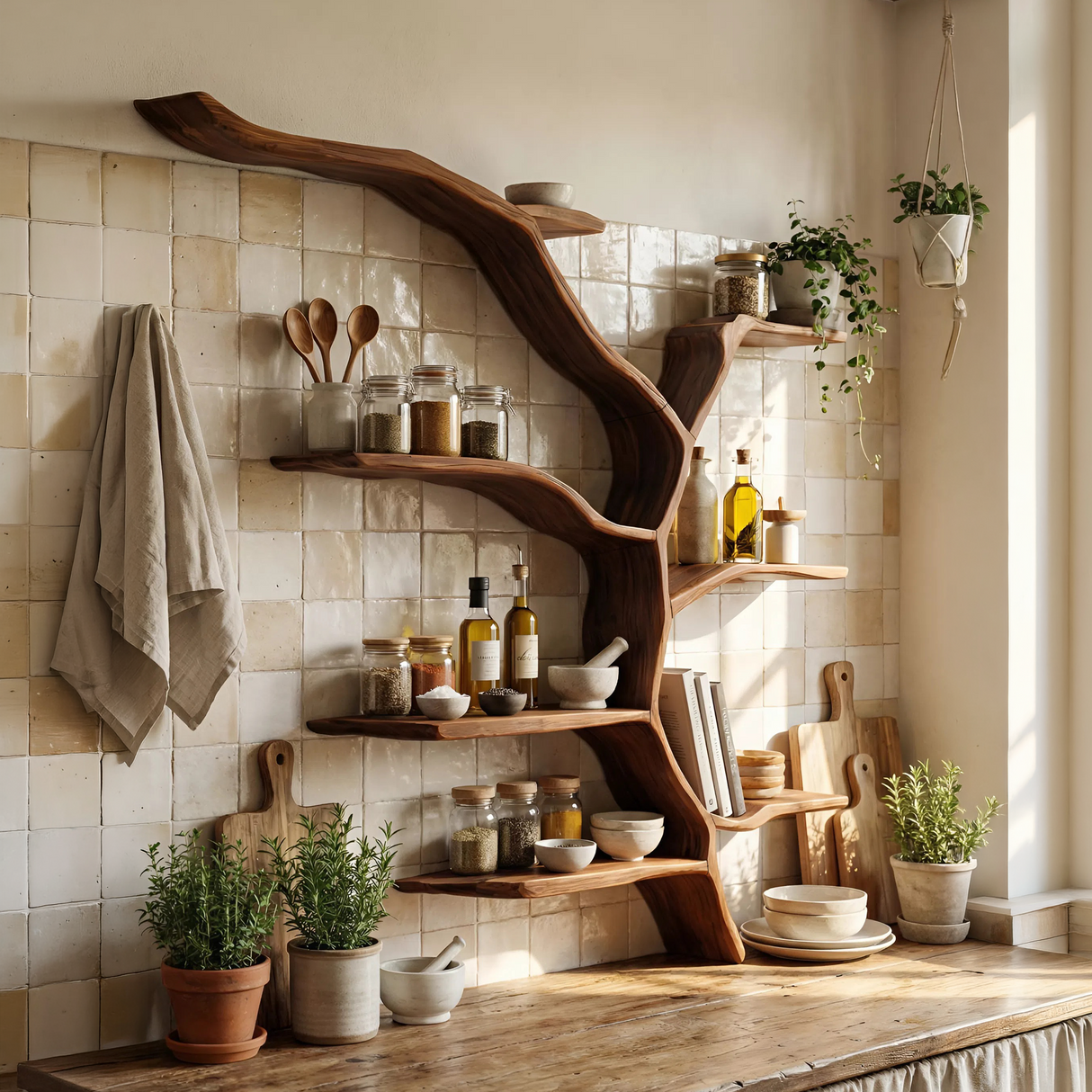 Mid Century Wall Shelf For Living Room Storage Decor