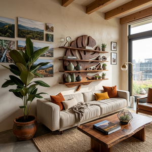 Modern Wooden Tropical Monstera Leaf Floating Bookshelf For Office