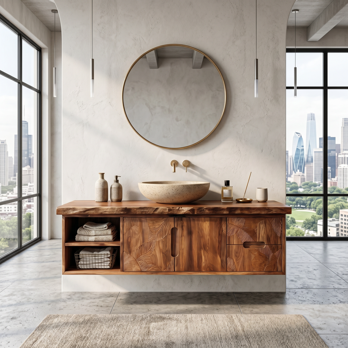 Modern Live Edge Bath Cabinet Garden Retreat