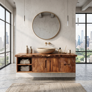 Modern Live Edge Bath Cabinet Garden Retreat