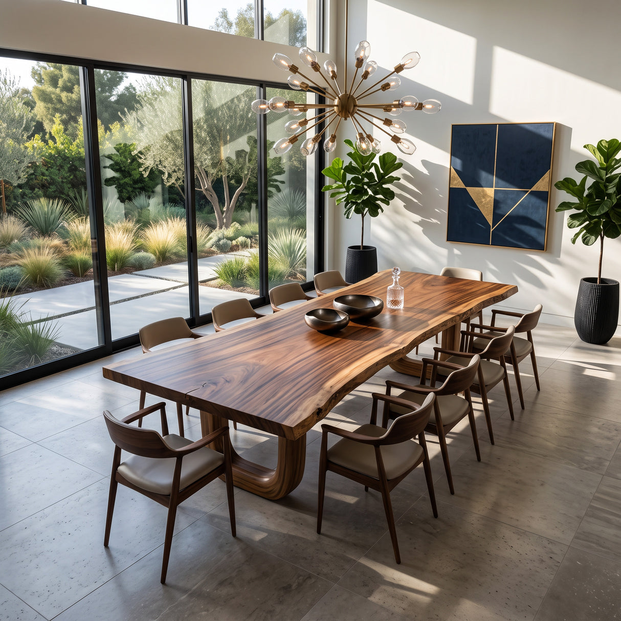 Organic Dining Table With Shape Carved Base For Kitchen