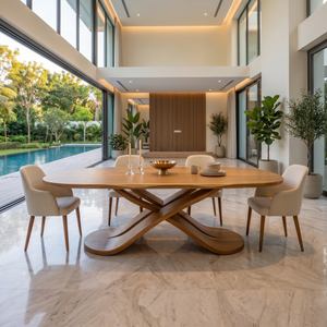 Oval Entertaining Table For Tropical Dining Room