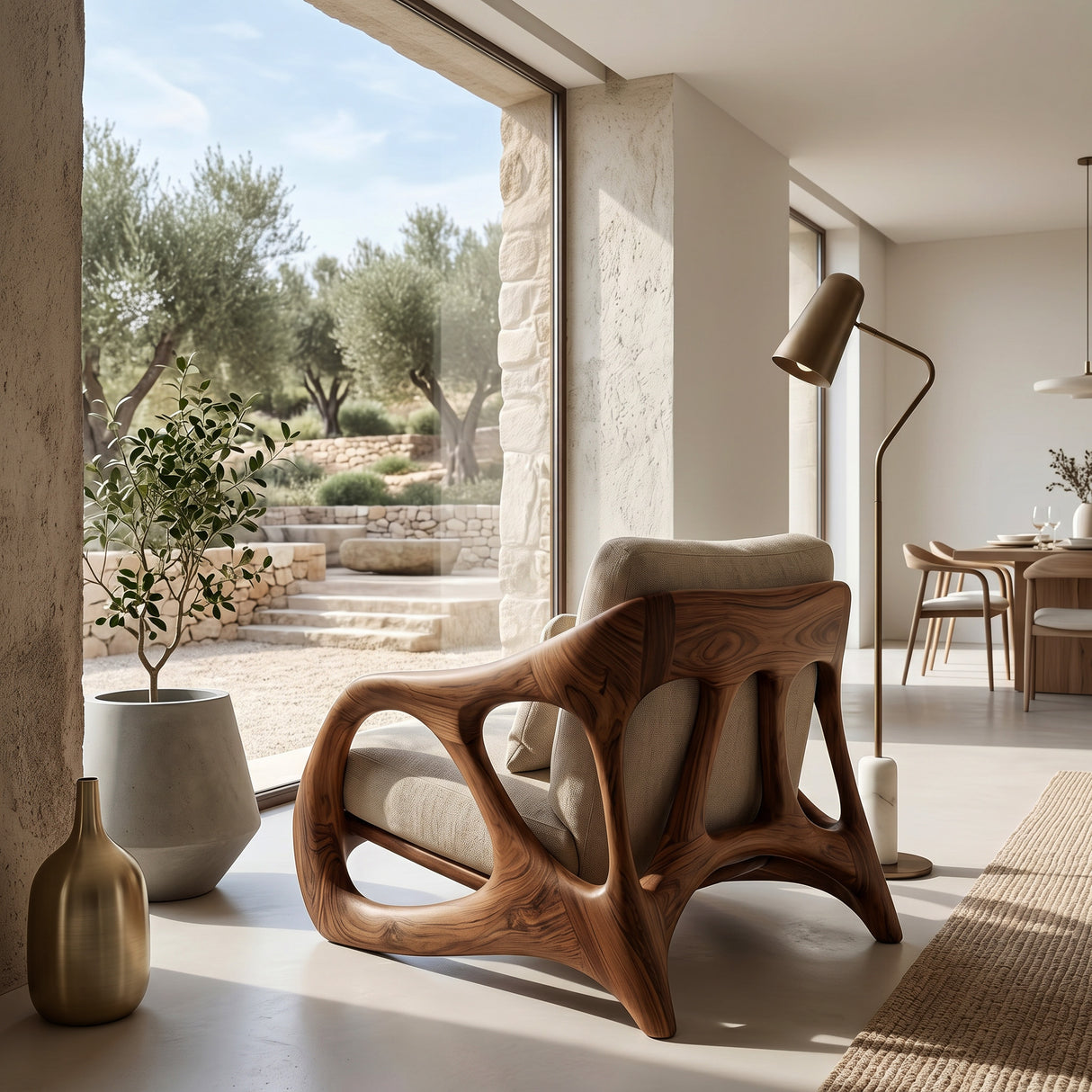 Luxury Frame Sculptural Armchair For Reading Nook