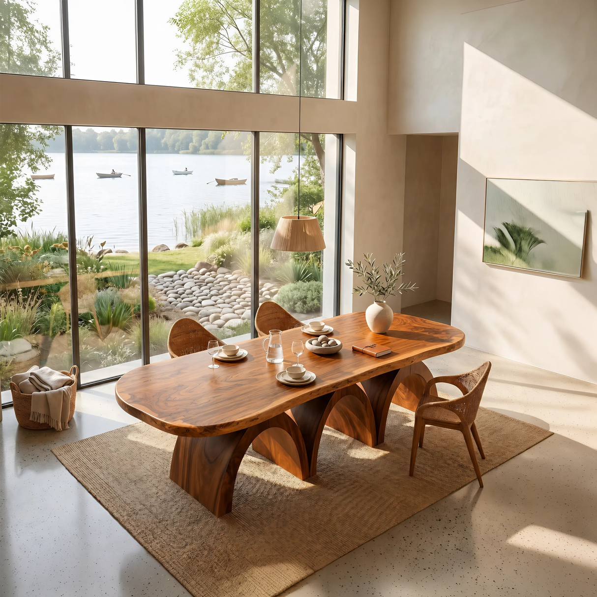 Scandinavian Live Edge Dining Table For Open Dining Area