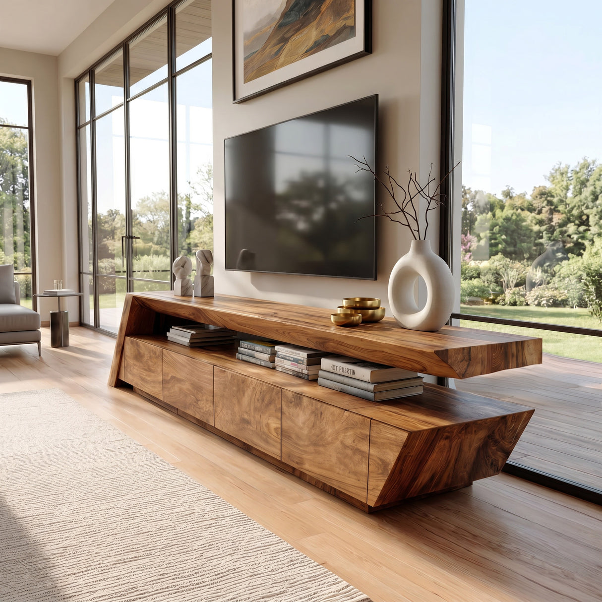 Modern Geometric TV Stand For Living Room