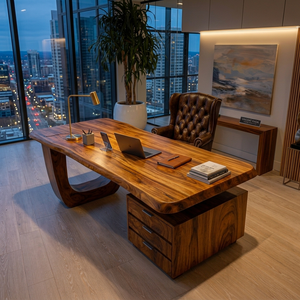 Minimalist Wooden Desk With Drawers For Home Workspace