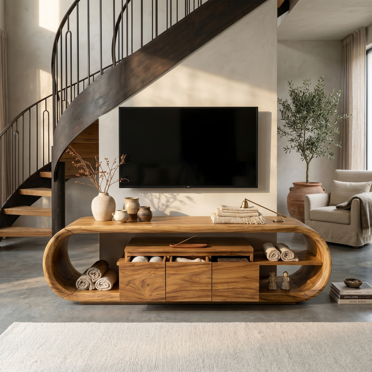 Luxury Walnut TV Cabinet For Modern Entertainment Lounge