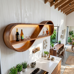 Scandinavian Open Shelf Wine Rack For Apartment Interior