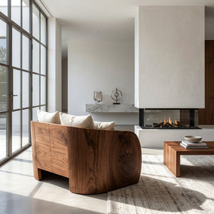 Modern Sculptural Armchair With Wrap-Around Backrest For Reading Corner