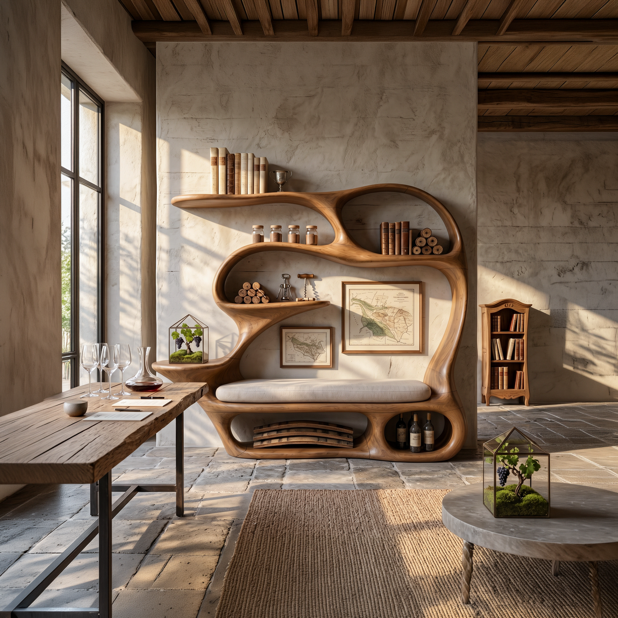 Contemporary Reading Seat Bookcase For Home Library