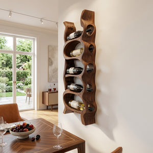 Organic Natural Wood Wine Rack For Kitchen Wall Storage