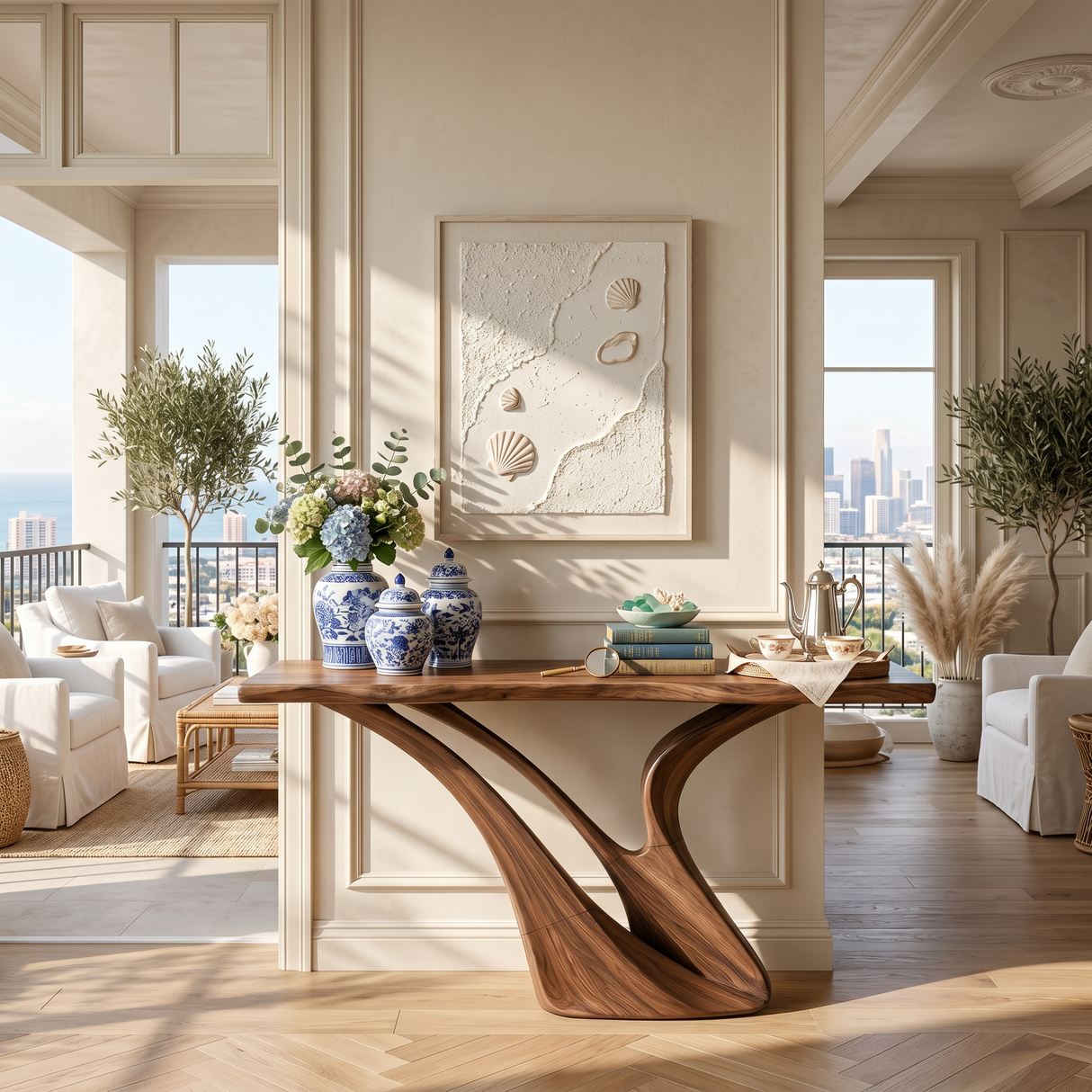 Organic Wing Base Console Table Modern Entryway