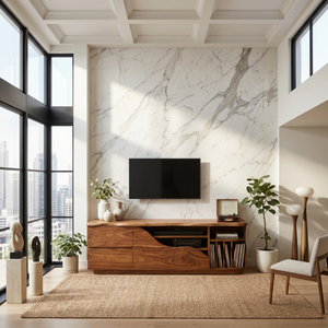 Organic Modern Media Console Vinyl Storage Cabinet