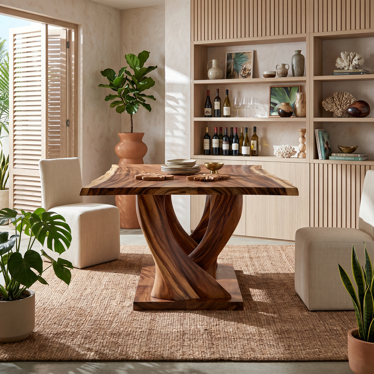 Modern Live Edge Kitchen Table For Garden Villa