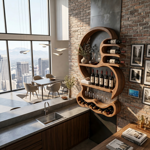 Rustic Wall Mounted Wine Display For Lounge Area
