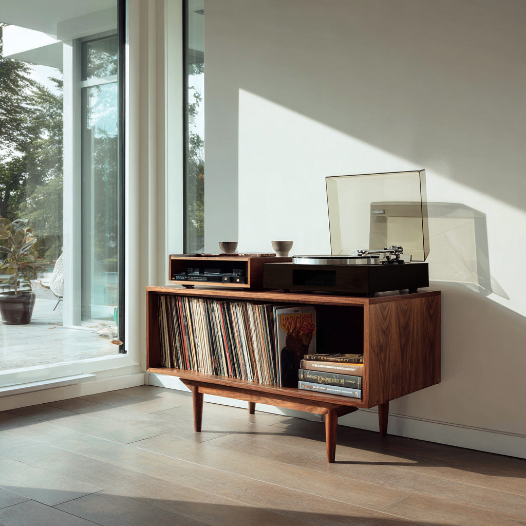 Scandinavian Wooden Record Player Cabinet For Living Room